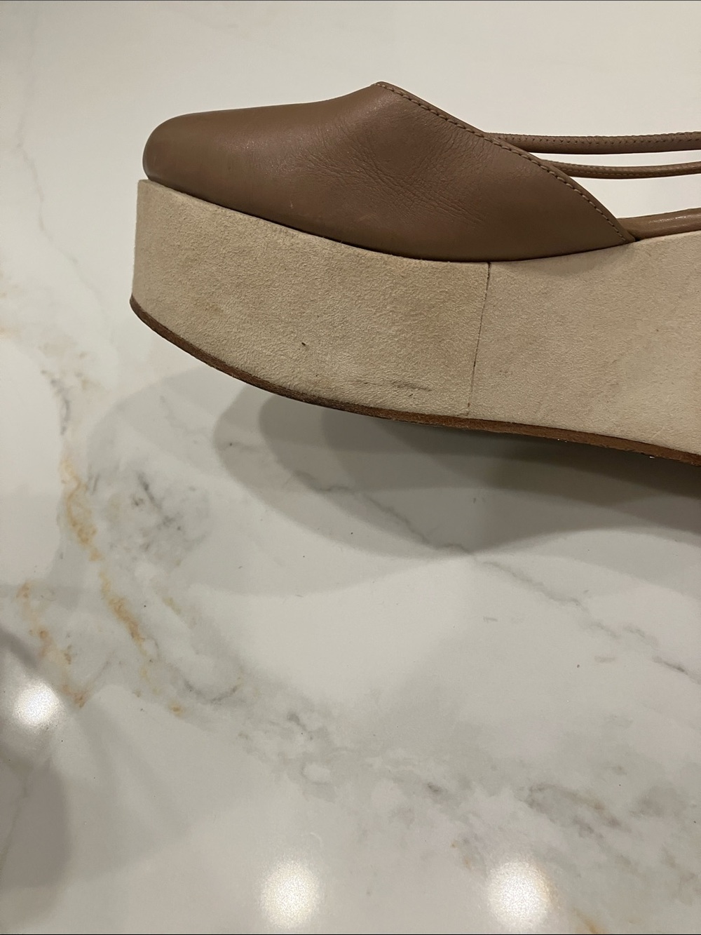 Rare Brunello Cucinelli Leather/Suede Ankle Lace Flatform Wedge Sz 40 Taupe- EUC - Picture 14 of 14